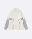 Curved Floral Embroidery Check Docking Shirt