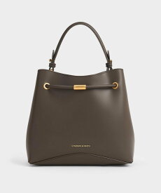 CHARLES & KEITH Sybill シビル ジオメトリックバケットバッグ チャールズアンドキース バッグ ハンドバッグ ホワイト ブラウン【送料無料】