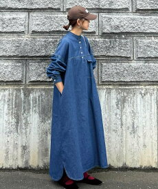 CORNERS by KR 【CORNERS by KR】デニムヘンリーネックワンピース コーナーズ ワンピース・ドレス ワンピース ブラック ブルー【送料無料】