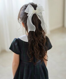 ANY KIDS オーガンジーリボンヘアポニー エニィ ヘアアクセサリー ヘアゴム ホワイト パープル