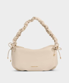 【SALE／50%OFF】CHARLES & KEITH Maisy メイジー ルーシュドハンドルホーボーバッグ チャールズアンドキース バッグ ハンドバッグ ホワイト ブラック【送料無料】