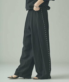 Curensology リネンウールスタッズパンツ カレンソロジー パンツ その他のパンツ ブラック ベージュ【送料無料】