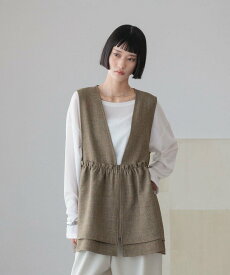 【SALE／50%OFF】LOWRYS FARM メランジツイルベスト ローリーズファーム トップス ベスト・ジレ ブラウン グレー ネイビー