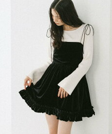 【SALE／19%OFF】Heather ベロアフリルキャミミニワンピース ヘザー ワンピース・ドレス チュニック ブラック ホワイト ブラウン【送料無料】