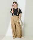別注 サスペンダー付き ビッグ 2タック ツイルパンツ<セットアップ対応>/チノパンツ/チノ サロペ/サロペット