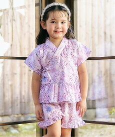 【SALE／33%OFF】apres les cours 【リンク】アプレのはんなりGIRLS甚平 エフオーオンラインストア 着物・浴衣・和装小物 浴衣 パープル ホワイト ブルー ピンク