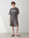 【SALE／30%OFF】gelato pique 【ONLINE限定】【HOMME】パイルロゴ刺繍Tシャツ&ハーフパンツ ジェラートピケ トップス カットソー・Tシャツ ネイビー【送料無料】