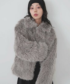 LIAN フェイクファースタンドブルゾン リアン ジャケット・アウター ブルゾン・ジャンパー グレー ホワイト ブラック【送料無料】