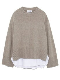 【SALE／60%OFF】Mila Owen シャツドッキングデザインニットPO ミラオーウェン トップス ニット ベージュ ネイビー【送料無料】