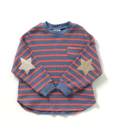 BREEZE 【リンク】スターパッチワッフルロンT エフオーオンラインストア トップス カットソー・Tシャツ ホワイト ブルー グレー グリーン ピンク