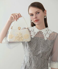 【SALE／20%OFF】Leja 3WAYフラワーパールハンドルパーティーバッグ結婚式パーティー レジャ バッグ ハンドバッグ ホワイト【送料無料】