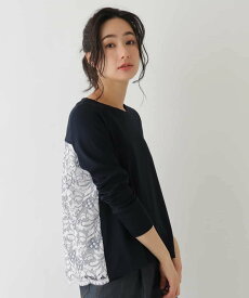 【SALE／50%OFF】HIROKO BIS 【洗える/日本製】バックレースデザインプルオーバー ヒロコ ビス トップス カットソー・Tシャツ ピンク ネイビー【送料無料】