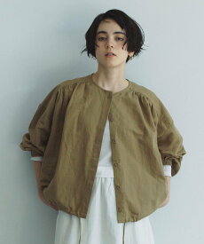 natural by clip 《natural by clip》綿麻撥水ギャザーブルゾン スタディオクリップ ジャケット・アウター ブルゾン・ジャンパー ベージュ ブラック【送料無料】