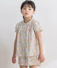 BeBe Petits Pois Vert パステル花柄パフスリーブブラウス+パンツセット(95~150cm) ベベ オンライン ストア 福袋・ギフト・その他 その他 ピンク ブルー【送料無料】