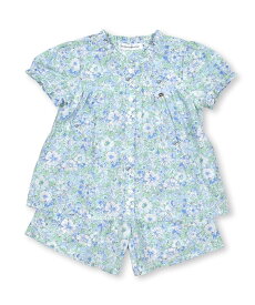 BeBe Petits Pois Vert パステル花柄パフスリーブブラウス+パンツセット(95~150cm) ベベ オンライン ストア 福袋・ギフト・その他 その他 ピンク ブルー【送料無料】