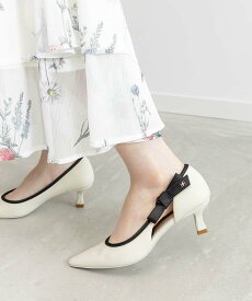 【SALE／50%OFF】RANDA リボンデザインサイドオープンパンプス ランダ シューズ・靴 パンプス ホワイト ブラック【送料無料】