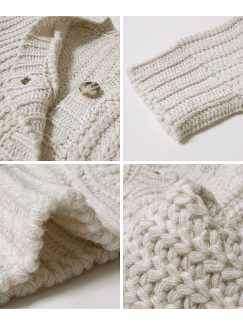 Fashion Sweaters Coarse Knitted Sweaters Zara Coarse Knitted Sweater cream quilting pattern casual look 