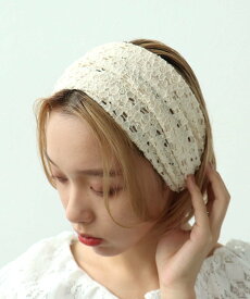 Three Four Time Three Four Time/レース幅広ターバン スリーフォータイム ヘアアクセサリー カチューシャ・ヘアバンド ブラック ホワイト