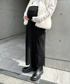 andme 【マタニティ】セルフカット リブ タイト スカート アンドミー マタニティウェア・ベビー用品 マタニティパンツ・スカート グレー ブラック ベージュ ブラウン【送料無料】