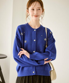 【SALE／30%OFF】ROPE' PICNIC ビジューニットカーディガン ロペピクニック トップス カーディガン グレー ベージュ ブラック レッド ブルー【送料無料】