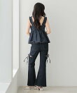 【身長別デニム】スリットタイトデニムパンツ