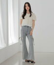 【身長別デニム】スリットタイトデニムパンツ