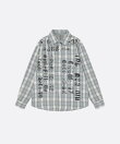 Vintage Distressed Stamp Letter Check Shirt