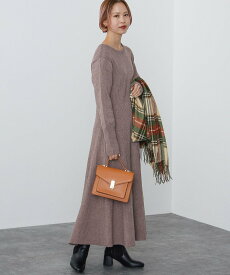 【SALE／30%OFF】BEAMS HEART WOMEN BEAMS HEART / フレア ロング リブワンピース 23AW ビームス ハート ワンピース・ドレス その他のワンピース・ドレス ブラック ブラウン グリーン【送料無料】