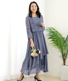 AddRouge ＜レース八分袖＞ドレス ワンピース ロング丈 結婚式 演奏会 お呼ばれ アッドルージュ ワンピース・ドレス ワンピース ブラック グレー ブルー ネイビー ピンク【送料無料】