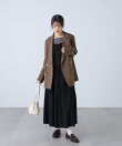 フリル切り替えキャミソールワンピース