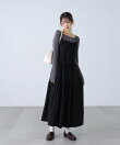 フリル切り替えキャミソールワンピース