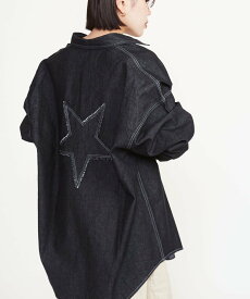 CONVERSE TOKYO WOMEN STAR★ PATCH DENIM SHIRT コンバーストウキョウ トップス シャツ・ブラウス ブラック ホワイト ブルー【送料無料】