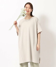 【SALE／10%OFF】SHOO・LA・RUE さらっと心地よいふくれジャカードオーバーサイズワンピ シューラルー ワンピース・ドレス チュニック グレー ブラック ブルー