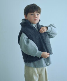 UNITED ARROWS green label relaxing 【スタメンシリーズ】ボアベスト / キッズ 100cm-160cm ユナイテッドアローズ グリーンレーベルリラクシング トップス ベスト・ジレ グレー ホワイト
