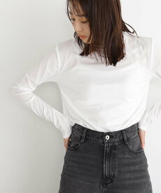 【SALE／10%OFF】NATURAL BEAUTY BASIC ＜シアースキンカットソーシリーズ＞クルーネック 24SS ナチュラルビューティベーシック トップス カットソー・Tシャツ ホワイト ブルー【送料無料】