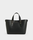 CHARLES & KEITH メタリックアクセント ダブルハンドルバッグ チャールズアンドキース バッグ トートバッグ ブラック ブラウン ホワイト【送料無料】