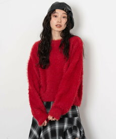 【SALE／11%OFF】WEGO LADY'S シャギーニットプルオーバー ウィゴー トップス ニット ブラウン ホワイト ネイビー ワインレッド レッド ピンク