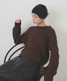 LIAN バルキータッチケーブルニット リアン トップス ニット ブラウン ホワイト グレー レッド【送料無料】