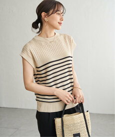 【SALE／50%OFF】ikka 透かし編みニットプルオーバー イッカ トップス アンサンブル グリーン ホワイト ブルー