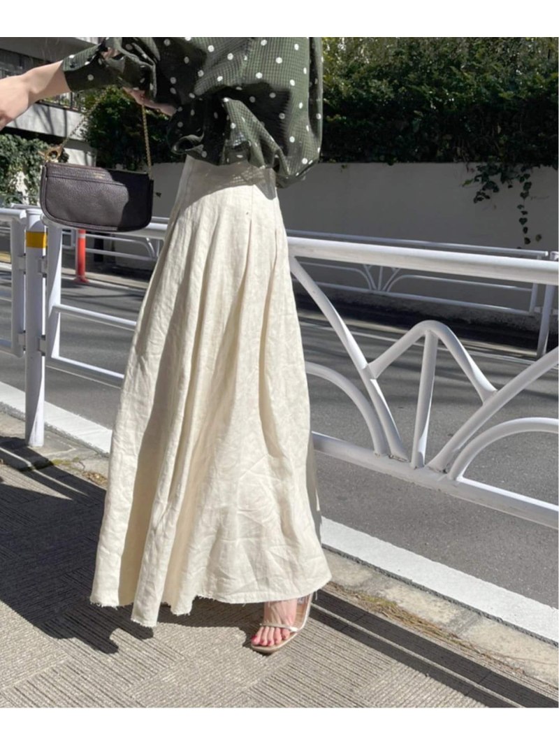 【大注目】  ロングスカート 新品　スピック＆スパン　リネンスカート　フレアスカート ロングスカート