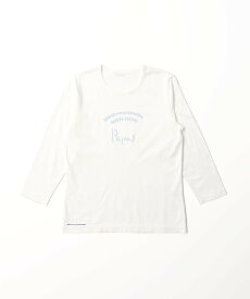 Mademoiselle NON NON 【定番】マハバーラ天竺 ロゴプリントTシャツ【8分袖】 マドモアゼルノンノン トップス カットソー・Tシャツ ホワイト グレー【送料無料】