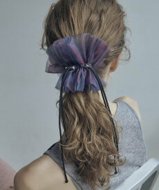 GOLDY ドローストリング シアー シュシュ 2 ゴールディ ヘアアクセサリー その他のヘアアクセサリー ブラウン パープル ピンク ネイビー