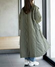 キルト切替スタンドロングコート