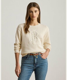 LAUREN RALPH LAUREN エンブロイダリーロゴ コームド コットン セーター ラルフローレン トップス ニット ベージュ【送料無料】