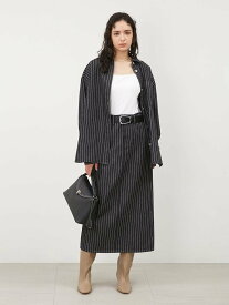 【SALE／50%OFF】Mila Owen ヒッコリー後スリットストレートスカート【ウォッシャブル】 ミラオーウェン スカート その他のスカート ブラック【送料無料】