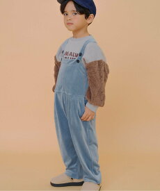 BREEZE あったかふわとろサロペット 10分丈 エフオーオンラインストア オールインワン・オーバーオール オーバーオール・サロペット ベージュ ブルー