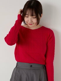 Te chichi TERRASSE もちもちケーブルVネックニット テチチ トップス ニット ブラック グレー レッド ホワイト