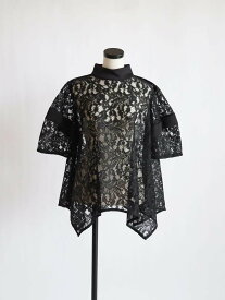 resil ケミカルレースケープスリーブブラウス ラシュッド トップス その他のトップス ホワイト ブラック【送料無料】