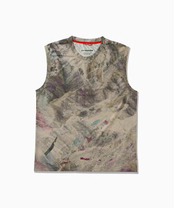 and wander Altra × and wander graphic tank top �A���h�����_�[ �g�b�v�X �J�b�g�\�[�ET�V���c �x�[�W�� �l�C�r�[�y���������z