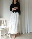 ドットプリントタックバルーンロングスカート